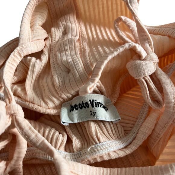 Tocoto Vintage Girls Light Peach Island Tour Ribbed Cotton Sundress size 2 - Picture 7 of 8